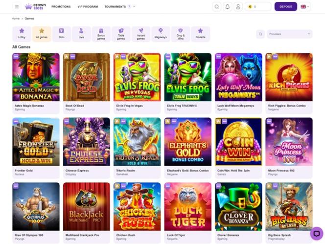 Crownslots Casino Spiele-Lobby