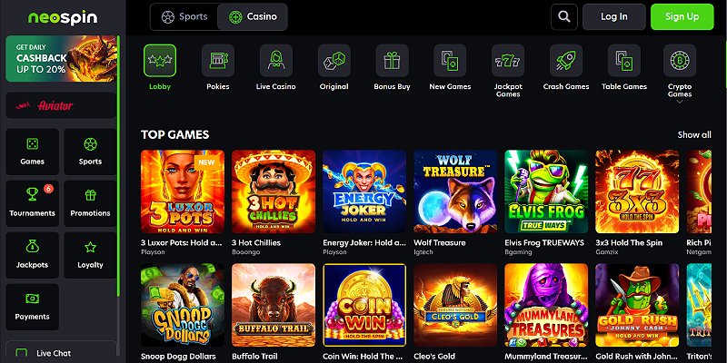 NeoSpin Casino Spiele-Lobby